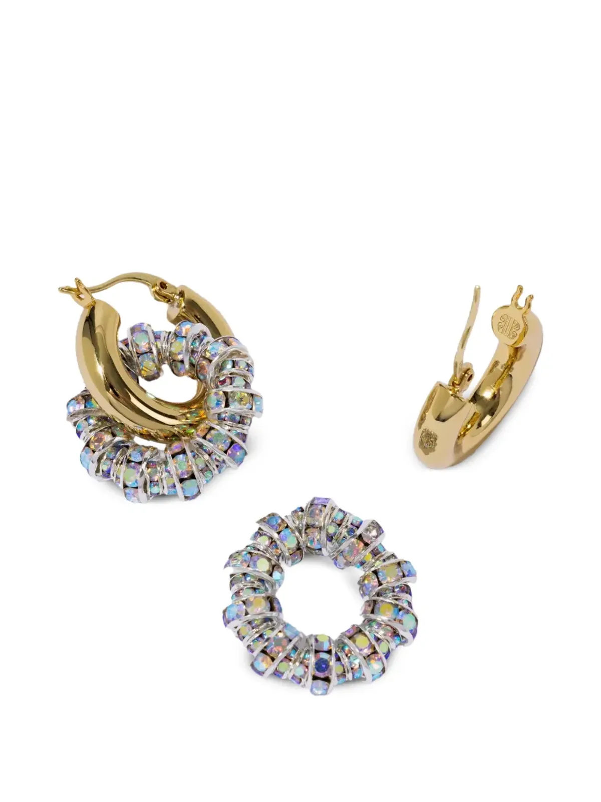 Pearl Octopuss. Y embellished hoop earrings - Gold - 画像4