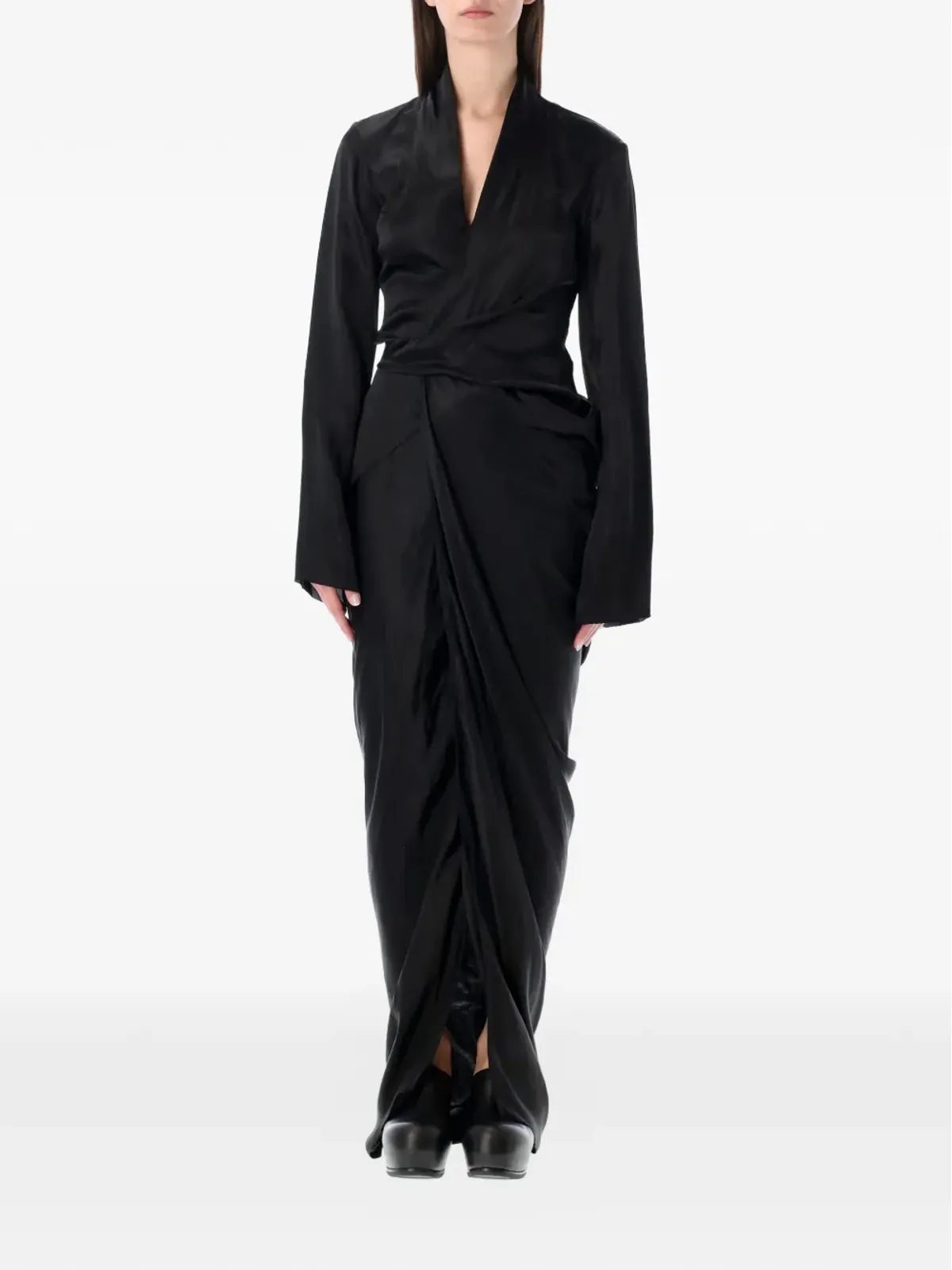Rick Owens Vネック ラップ マキシドレス - 画像1