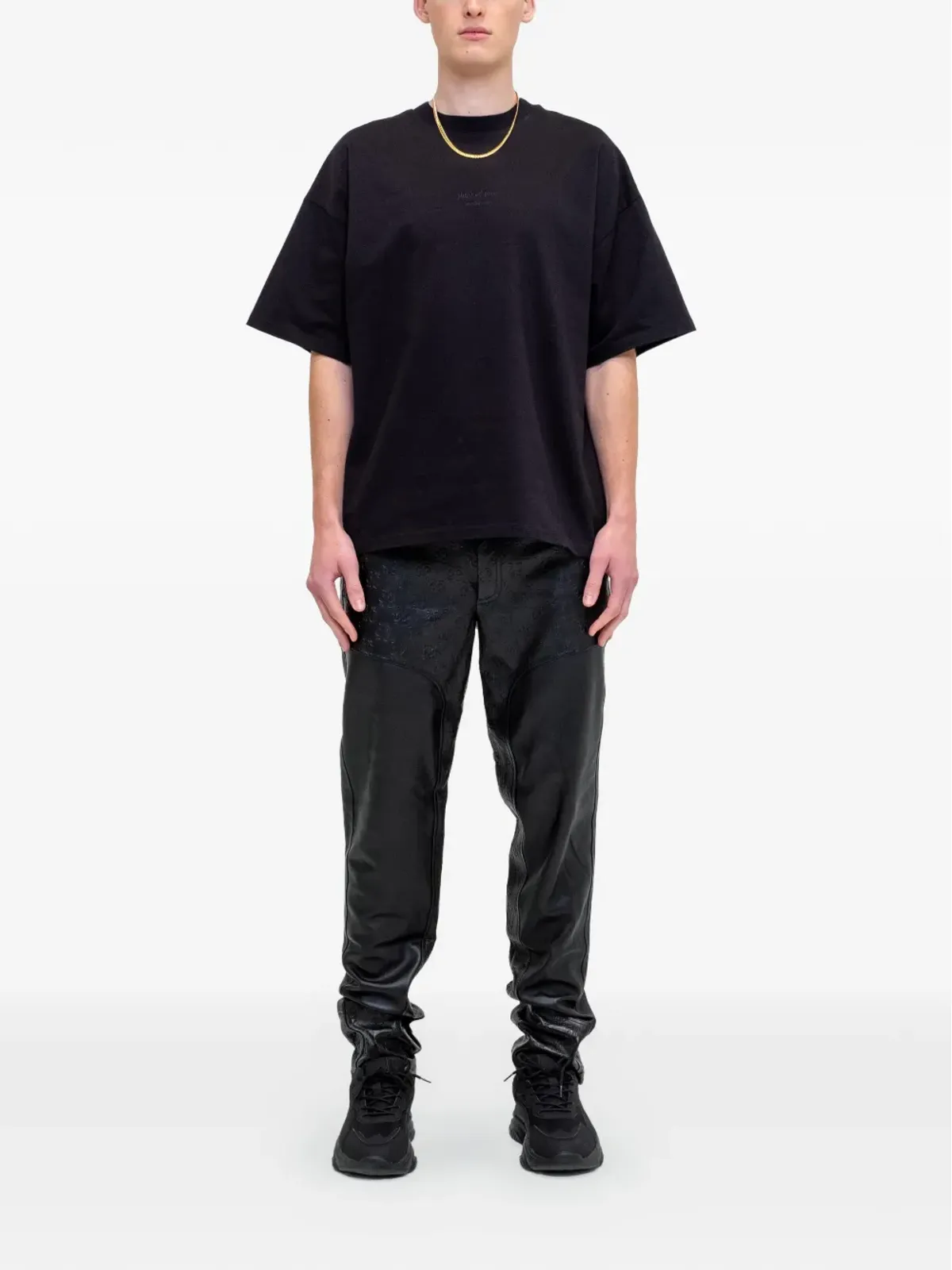 PLACE OF ËLMS アップリケ付きTシャツ - ブラック - 画像2