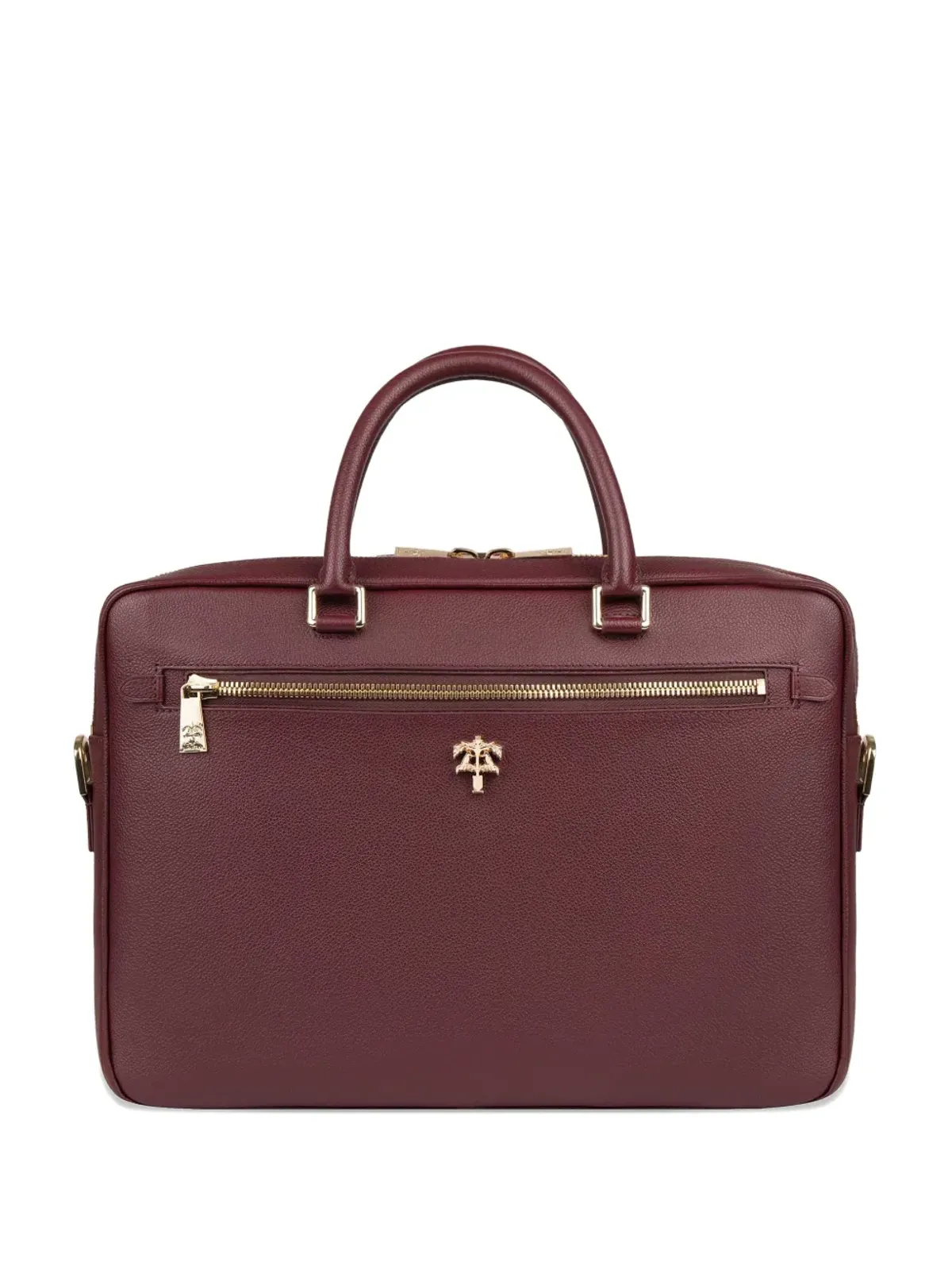 PLACE OF ËLMS crest grained leather briefcase - Red - 画像1