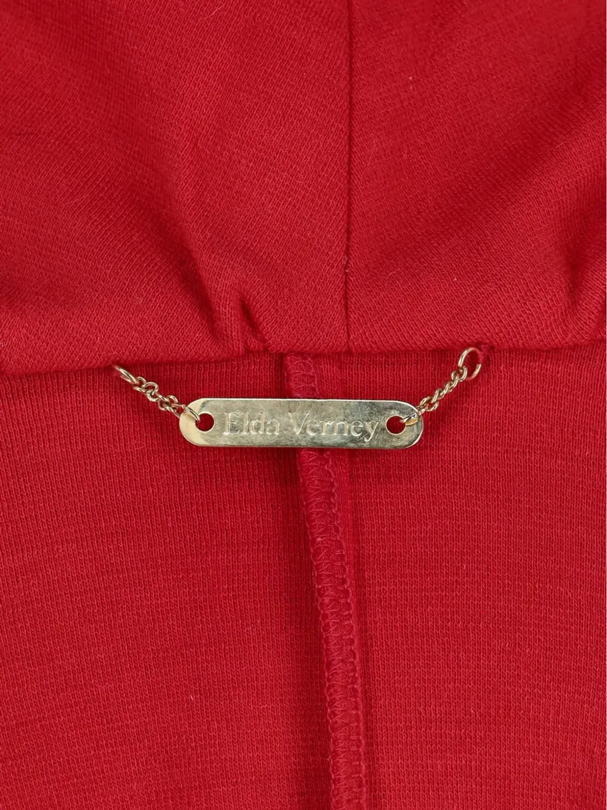Vintage ファー付きオープンフロントコート - レッド - 画像5