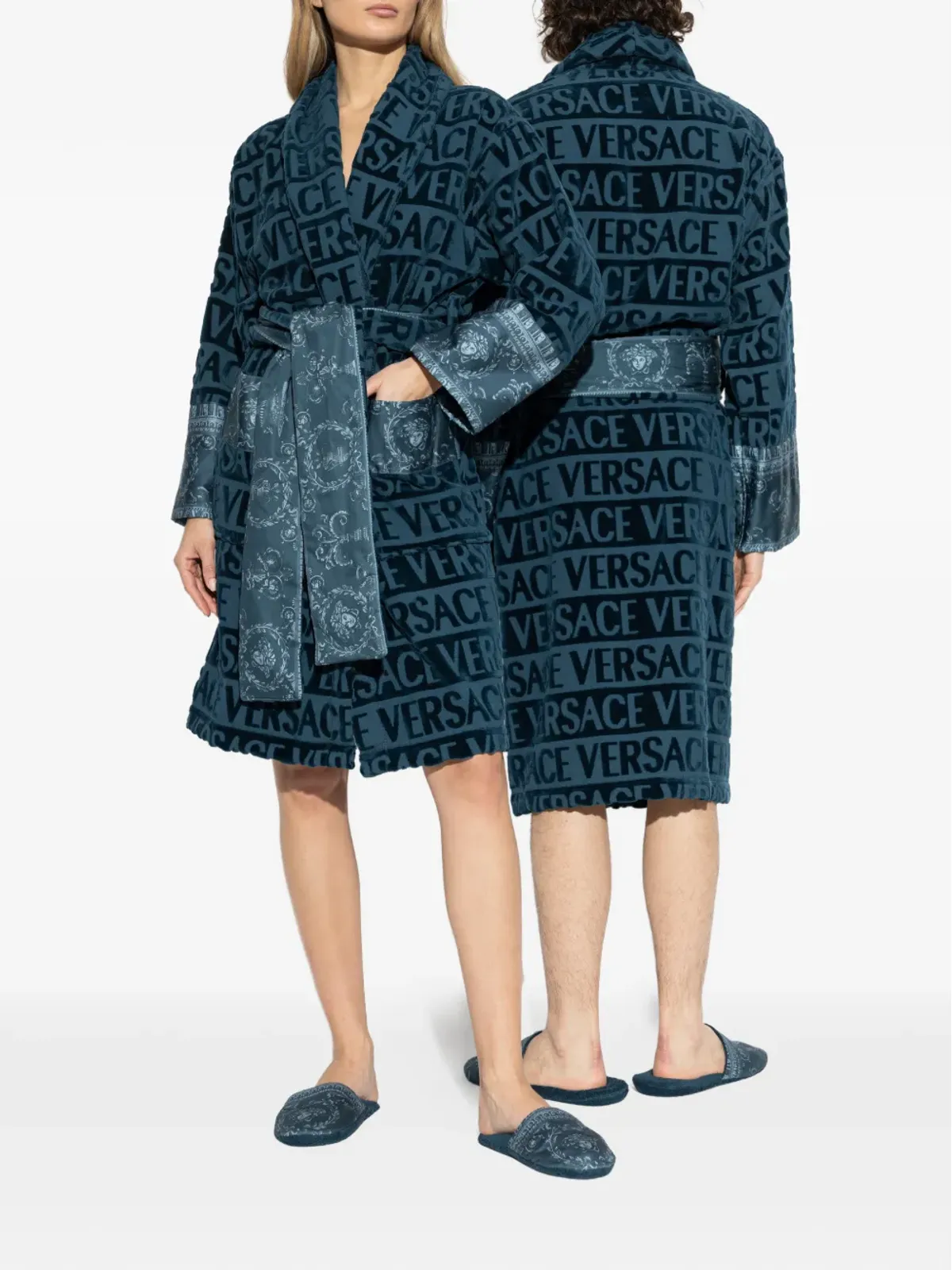 Versace Home ロゴパターン ベルト付きローブ - 画像2