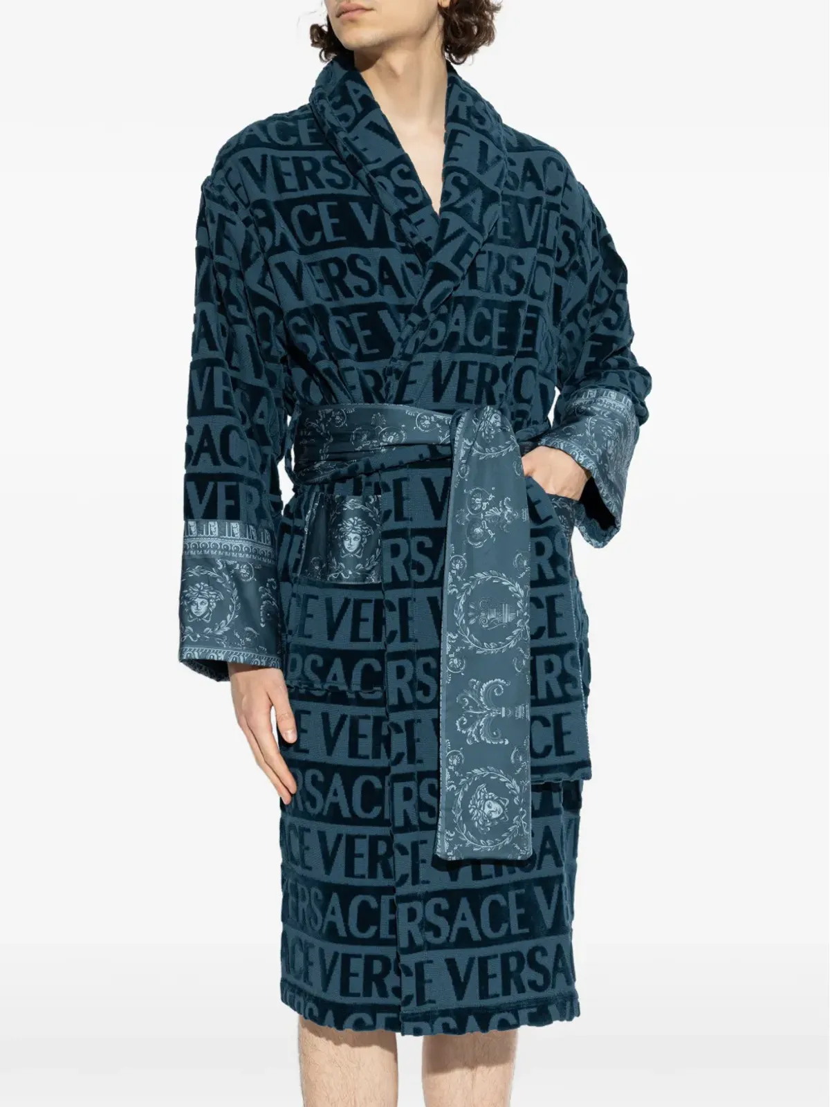 Versace Home ロゴパターン ベルト付きローブ - 画像4