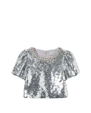 Self-Portrait Kids スパンコール装飾トップス - Silver - サムネイル1
