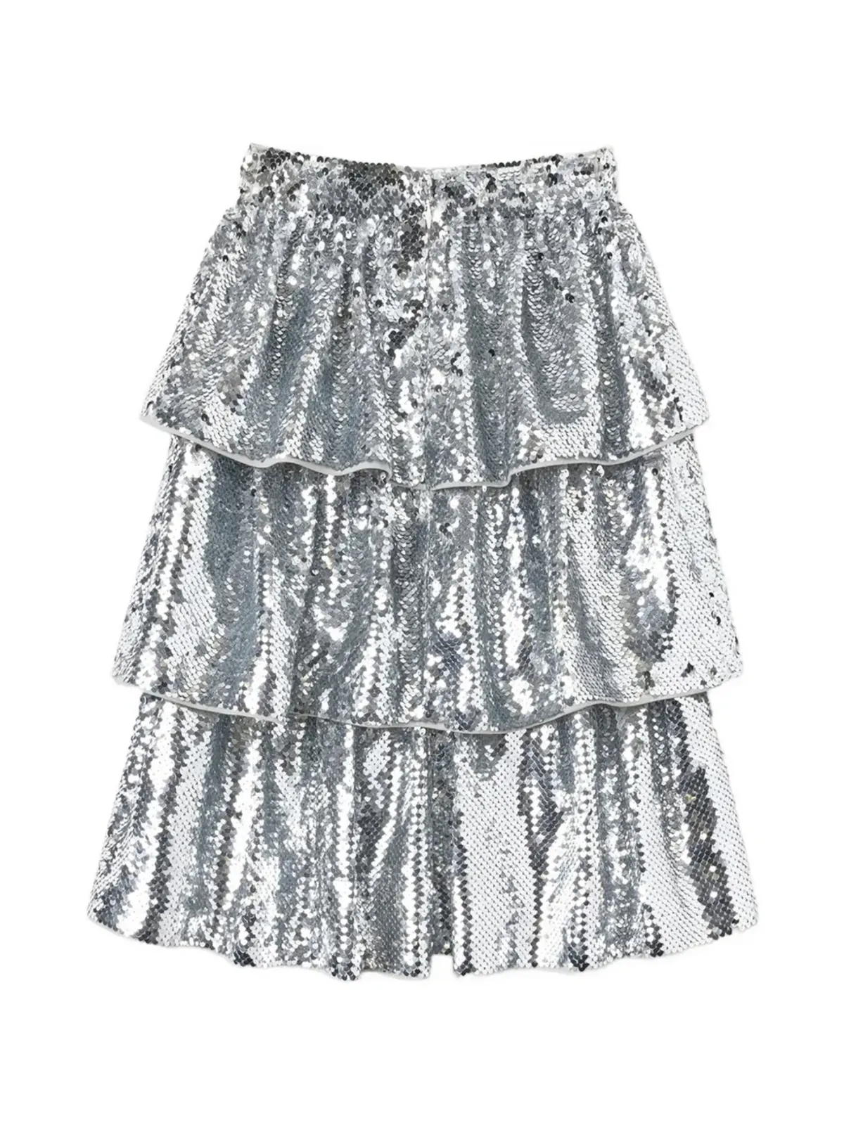Self-Portrait Kids sequin-embellished ruffled skirt - Silver - 画像2