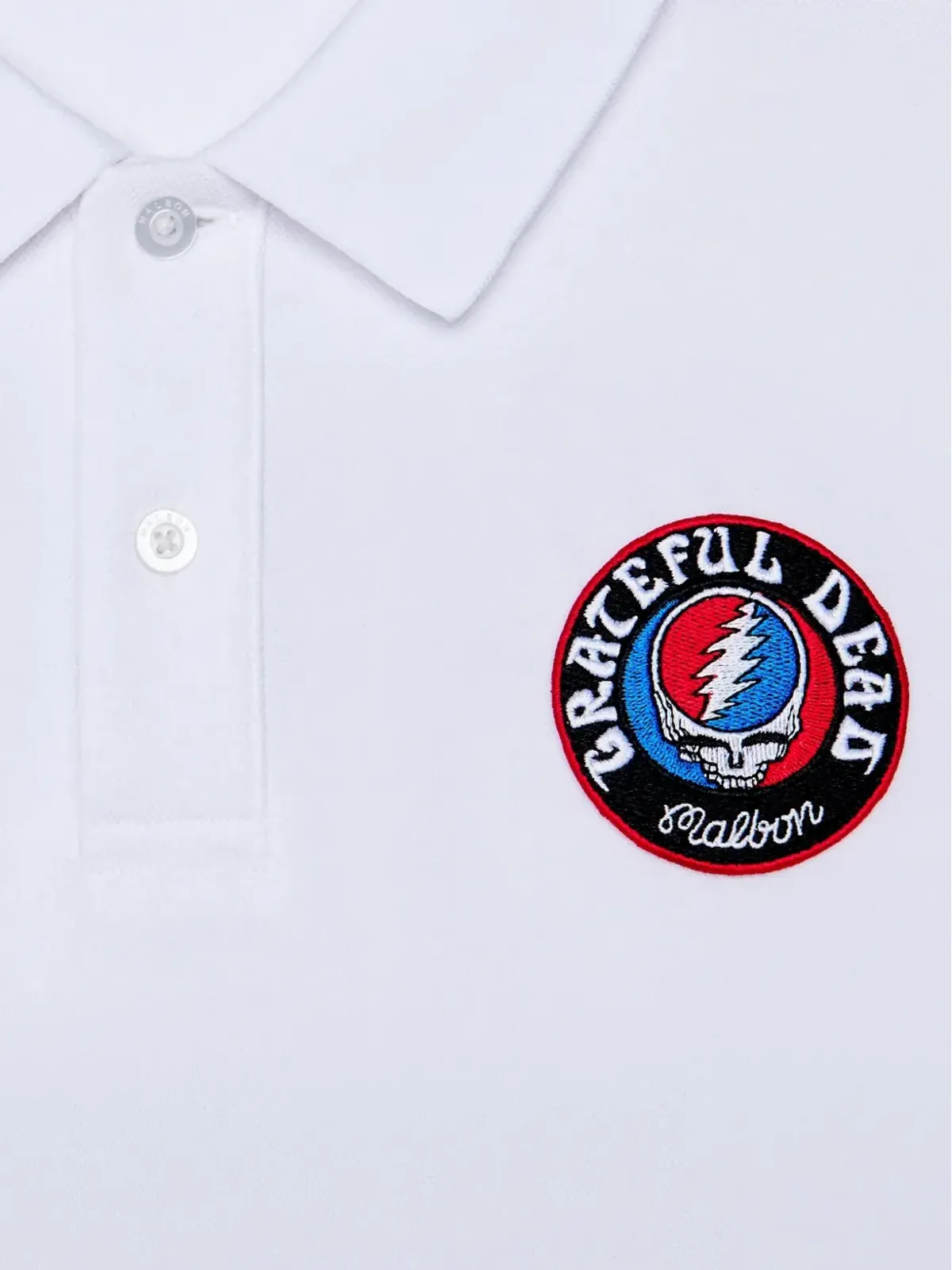 Malbon Golf x Grateful Dead Stealie ロングスリーブ ポロシャツ - ホワイト - 画像2