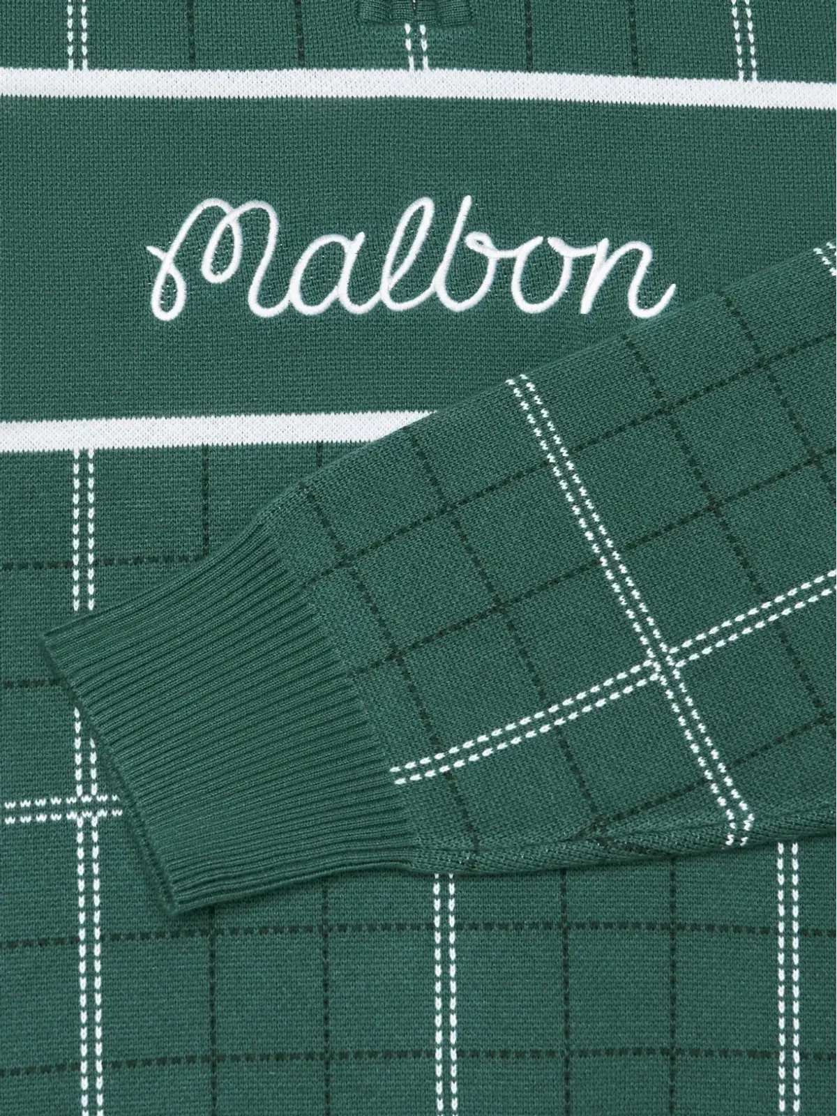 Malbon Golf チェック柄ジップポロシャツ - グリーン - 画像2