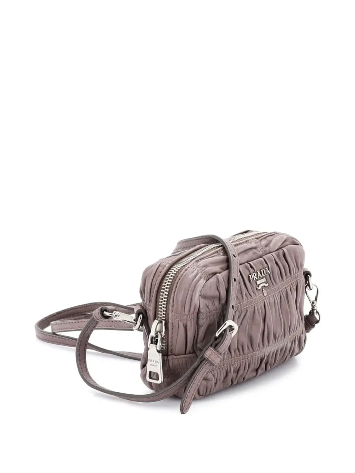 Prada カメラバッグ ナッパ・ガフレ ショルダーバッグ グレー - 画像3