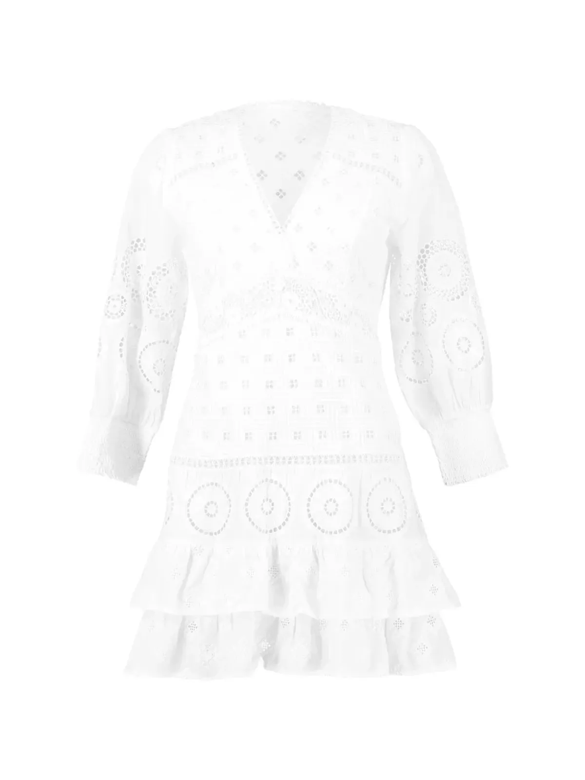 Temptation Positano Mala ruffled eyelet dress - White - 画像1