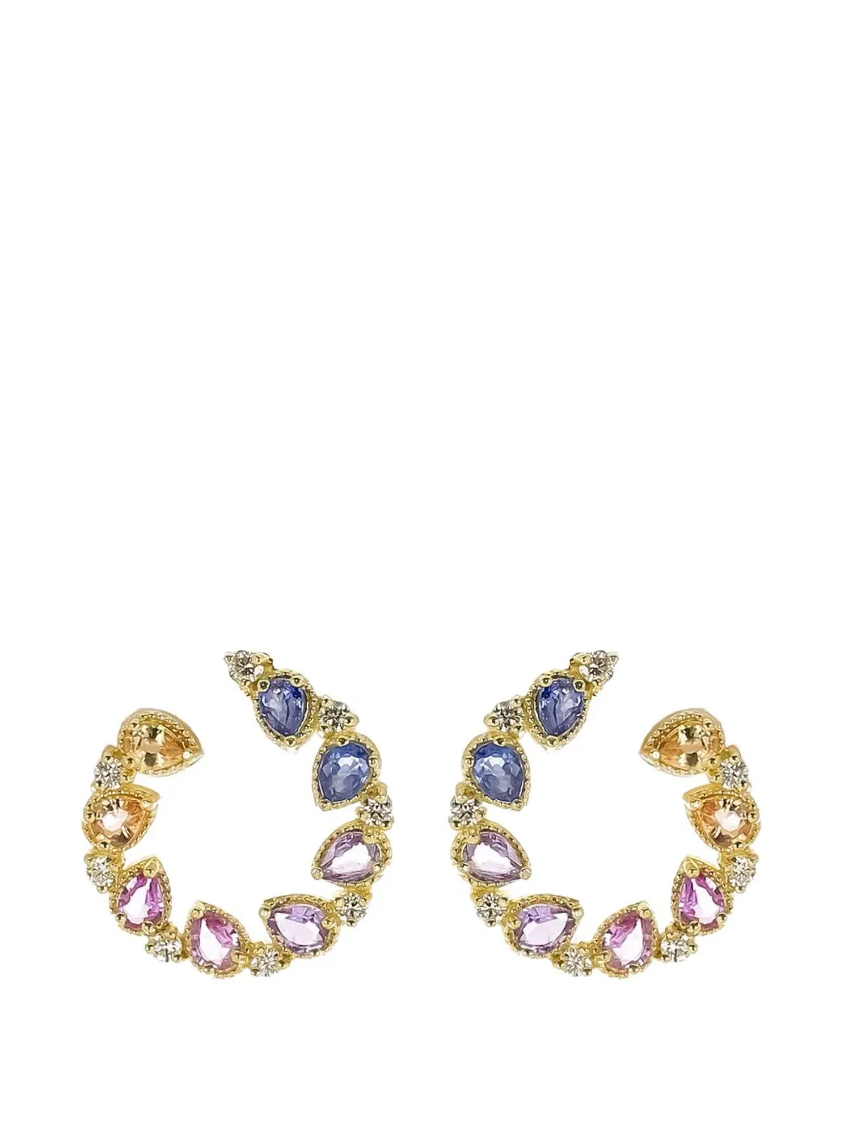 Tanya Farah Jasmine Bloom バイパス サファイアとダイヤモンド フープピアス - ゴールド - 画像1