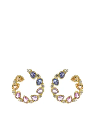 Tanya Farah Jasmine Bloom バイパス サファイアとダイヤモンド フープピアス - ゴールド - サムネイル1