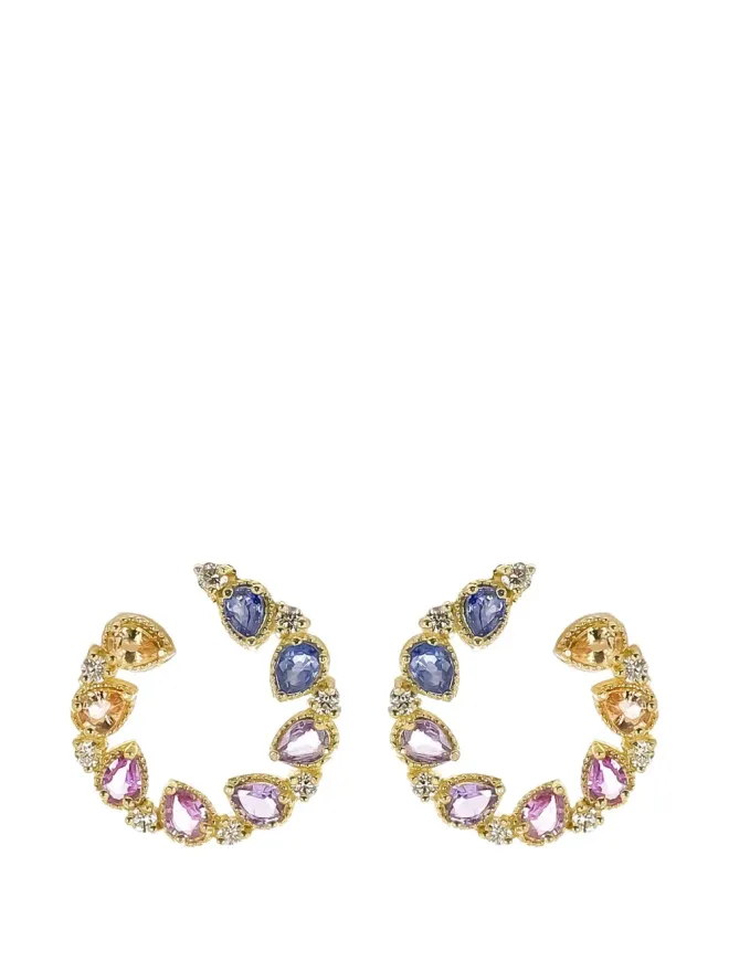 Tanya Farah Tanya Farah Jasmine Bloom バイパス サファイアとダイヤモンド フープピアス - ゴールドの商品画像