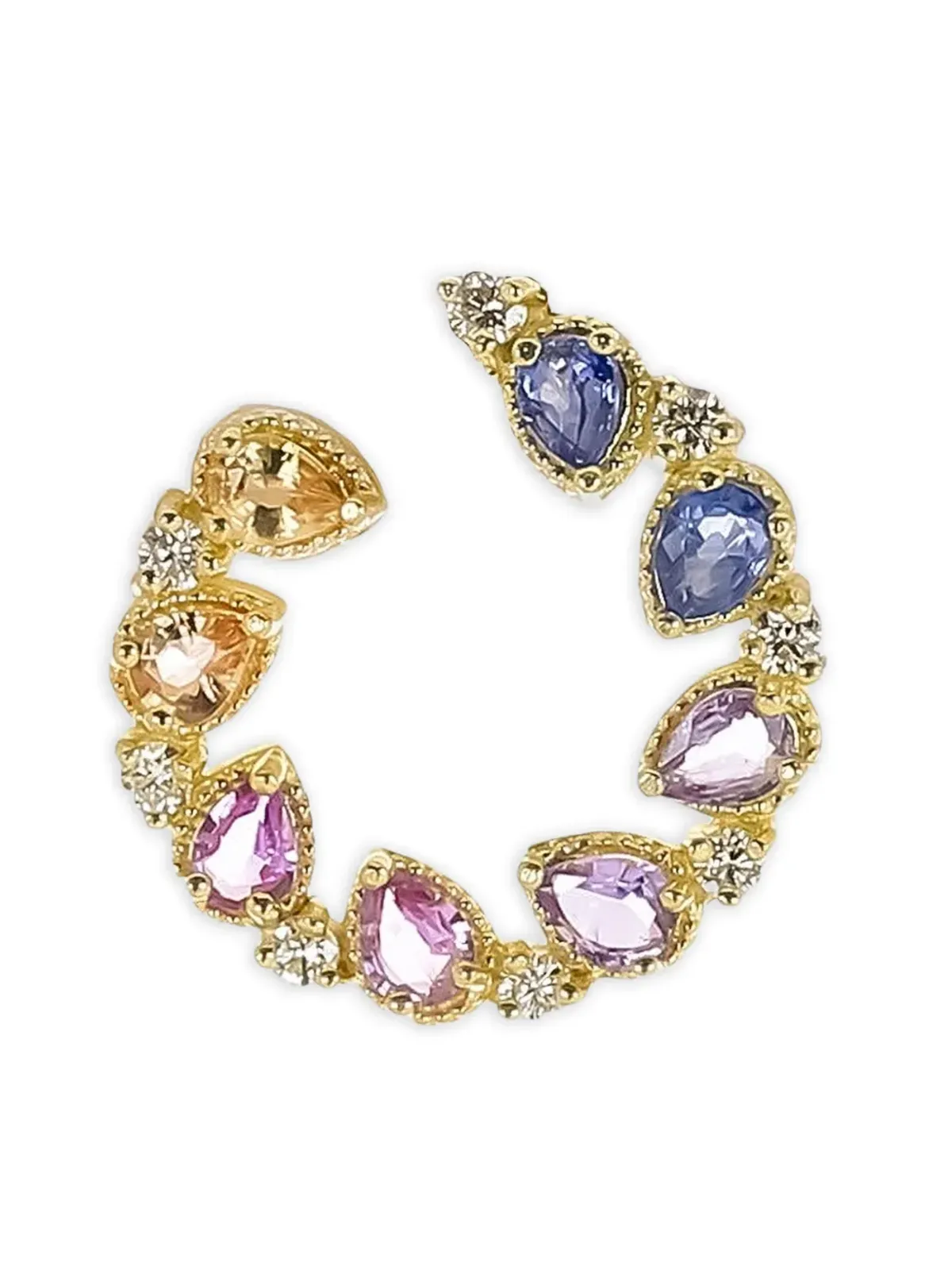Tanya Farah Jasmine Bloom バイパス サファイアとダイヤモンド フープピアス - ゴールド - 画像2