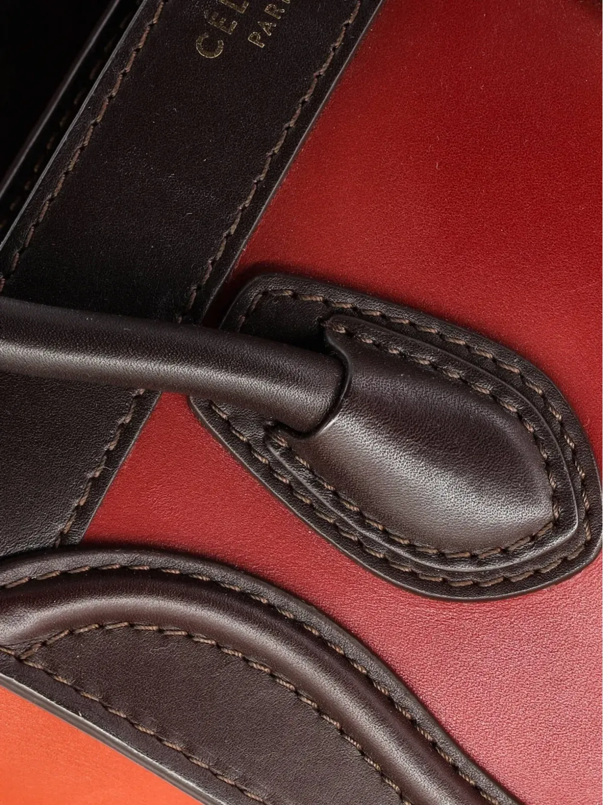 Celine Pre-Owned トリカラー ラゲージバッグ レザー ナノ クロスボディバッグ - レッド - 画像5