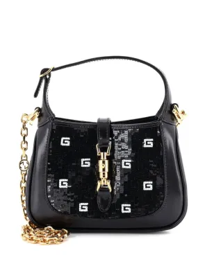 Gucci Pre-Owned ジャッキー1961 チェーン ホーボー スパンコール装飾 サテン×レザー ミニ クロスボディバッグ - ブラック - サムネイル1
