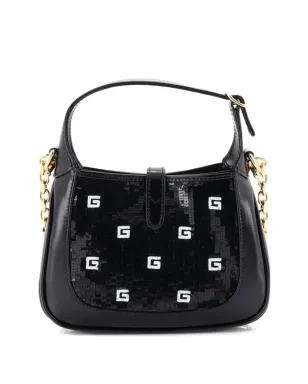 Gucci Pre-Owned ジャッキー1961 チェーン ホーボー スパンコール装飾 サテン×レザー ミニ クロスボディバッグ - ブラック - サムネイル2