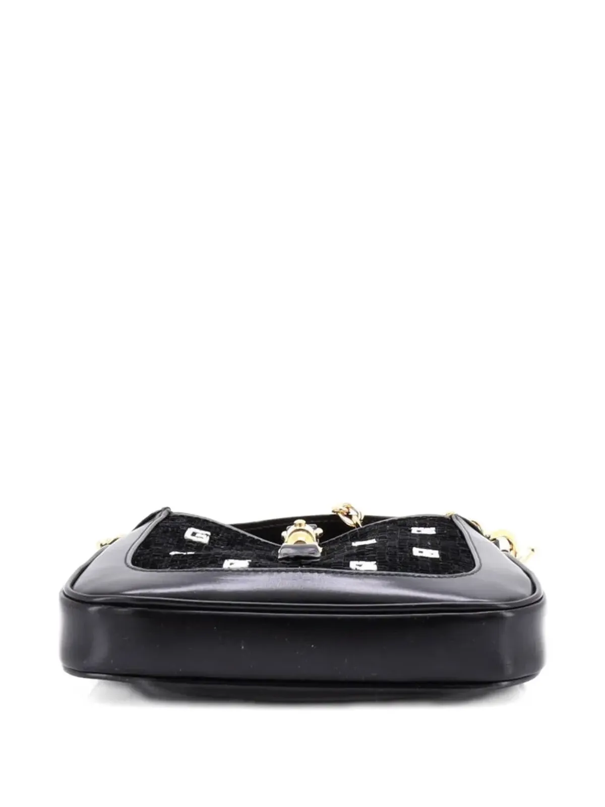 Gucci Pre-Owned ジャッキー1961 チェーン ホーボー スパンコール装飾 サテン×レザー ミニ クロスボディバッグ - ブラック - 画像4