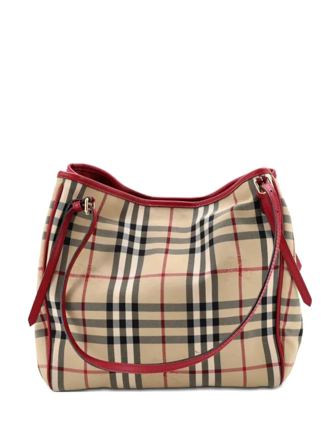 Burberry Pre-Owned Burberry ビンテージ カンタベリー・ホースフェリーチェック・キャンバス・トートバッグの商品画像