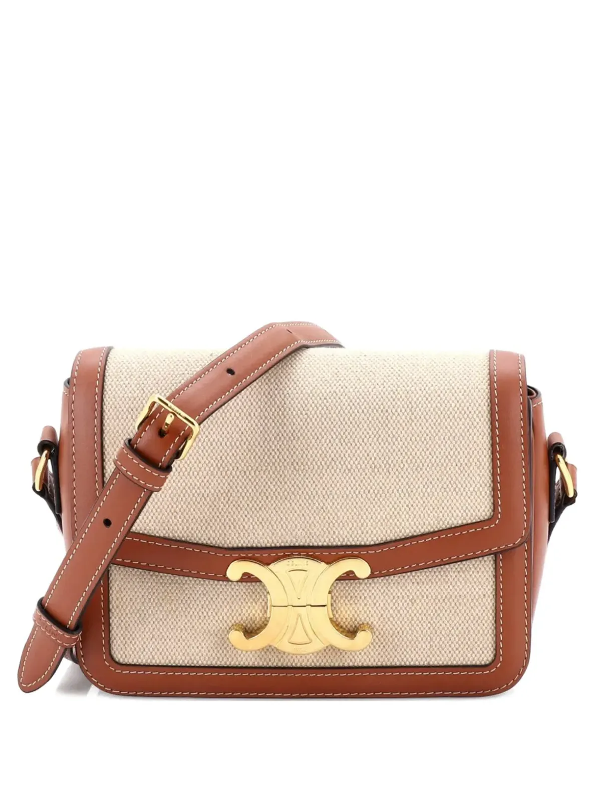 Celine Pre-Owned Triomphe Shoulder Bag Canvas with Leather Teen crossbody bag - Neutrals - 画像1