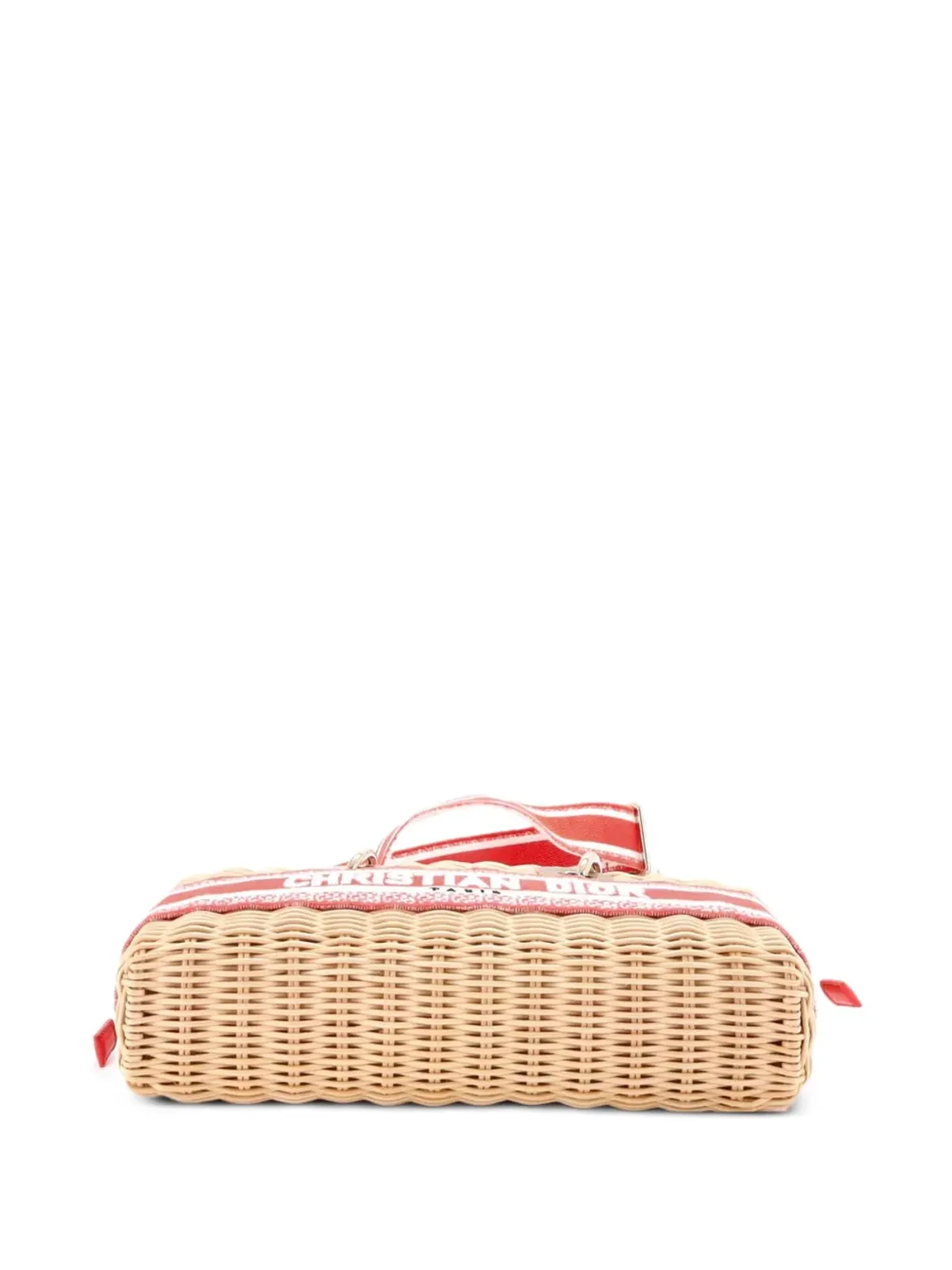 Christian Dior Pre-Owned Dioriviera Lady D-Joy Bag ウィッカーとトワル・ド・ジュイ ジャカード ミディアム サッチェル - 画像4