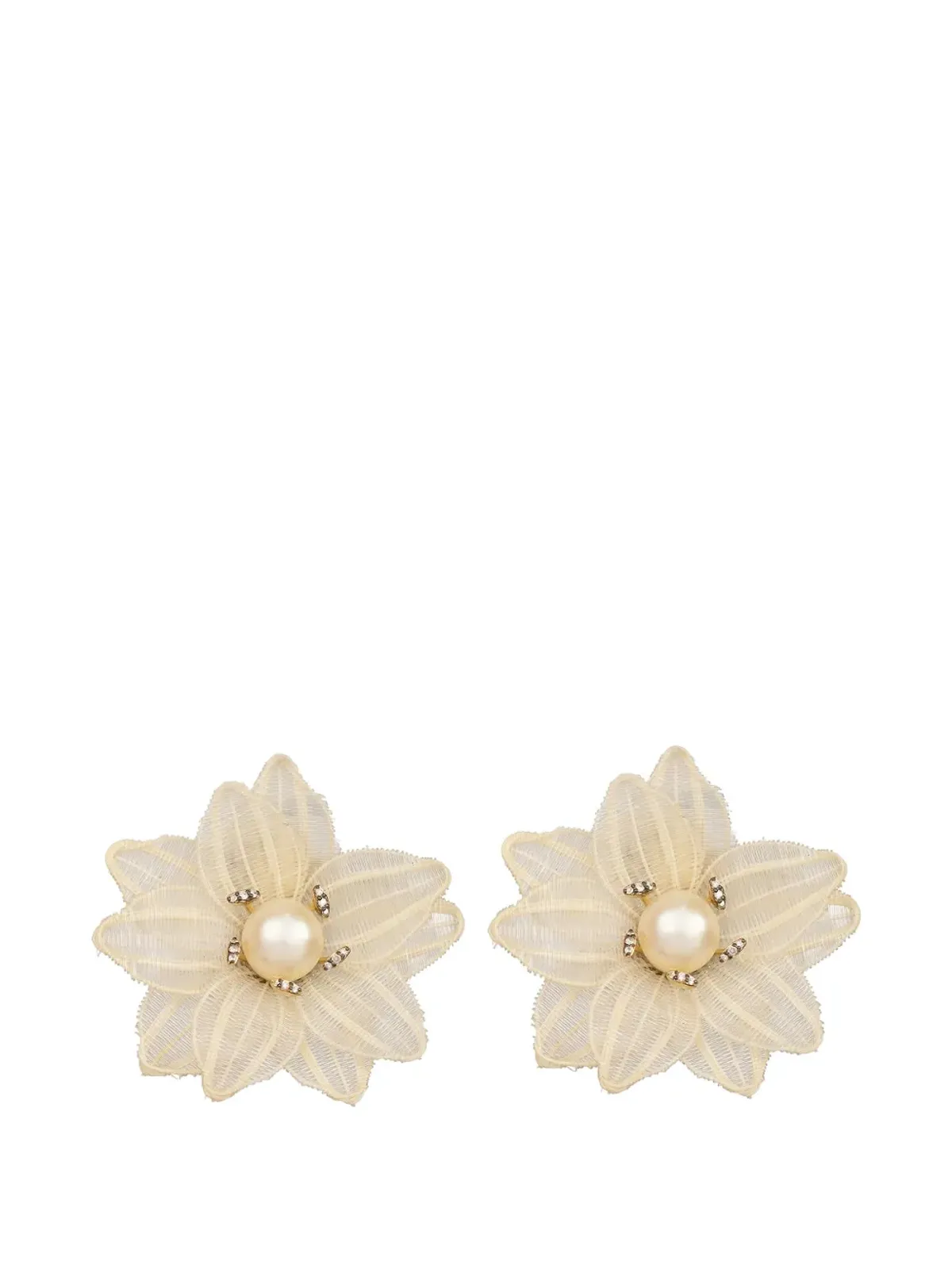 SILVIA FURMANOVICH 花モチーフ パール＆ダイヤモンド ピアス（ゴールド） - 画像1