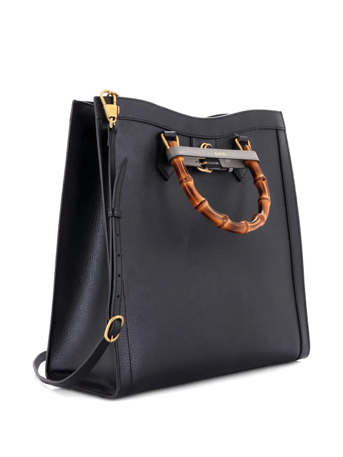 Gucci Pre-Owned ディアナ NM バンブーハンドル レザートートバッグ - ブラック - 画像3
