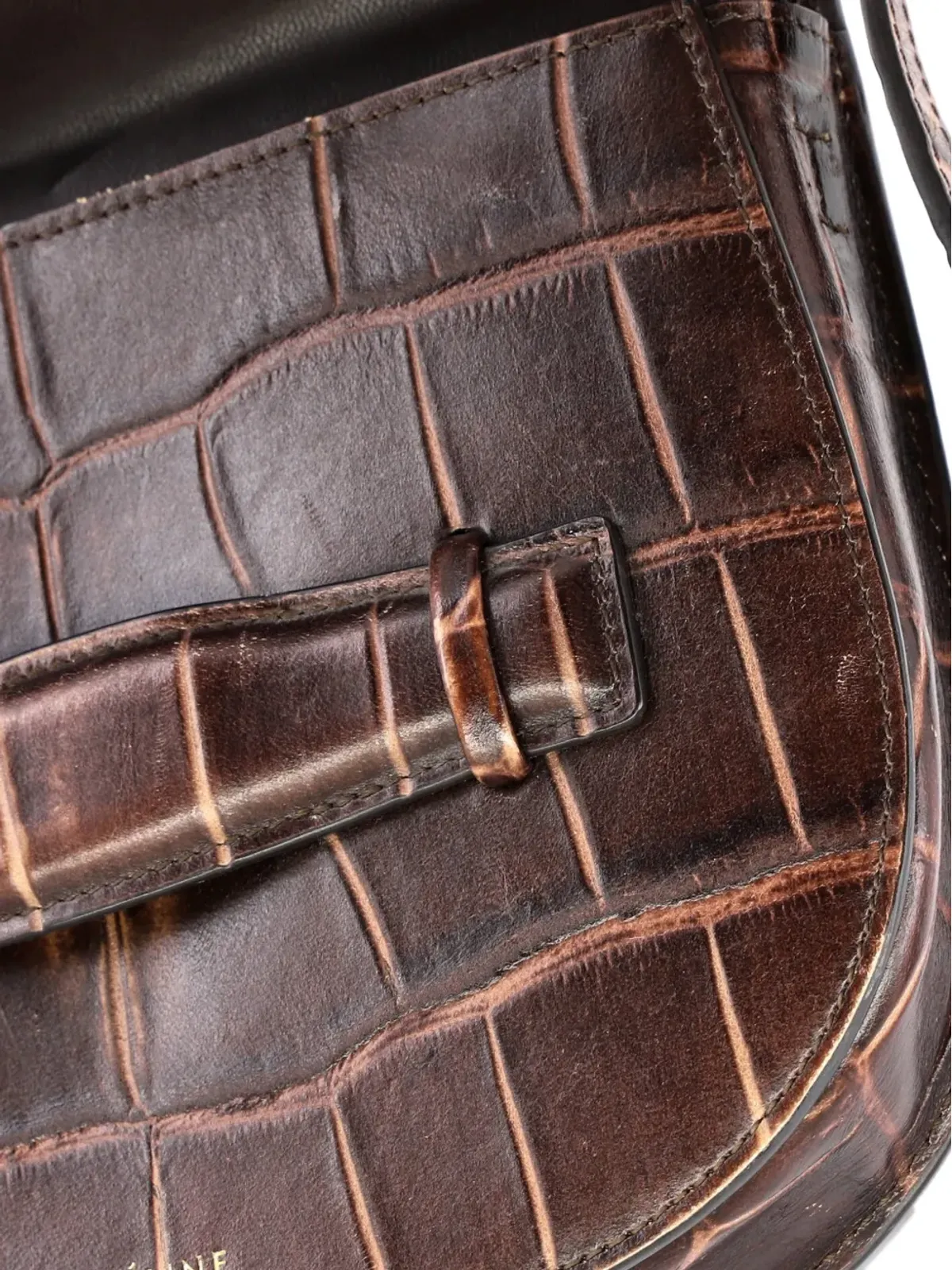 Celine Pre-Owned ショルダーバッグ クロコダイル型押しレザー ミニベルトバッグ風 - 画像5