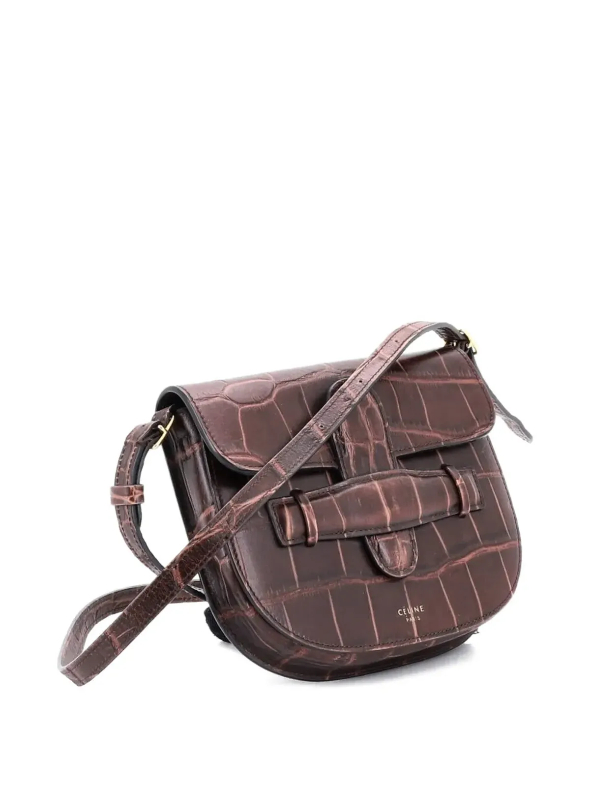 Celine Pre-Owned ショルダーバッグ クロコダイル型押しレザー ミニベルトバッグ風 - 画像3