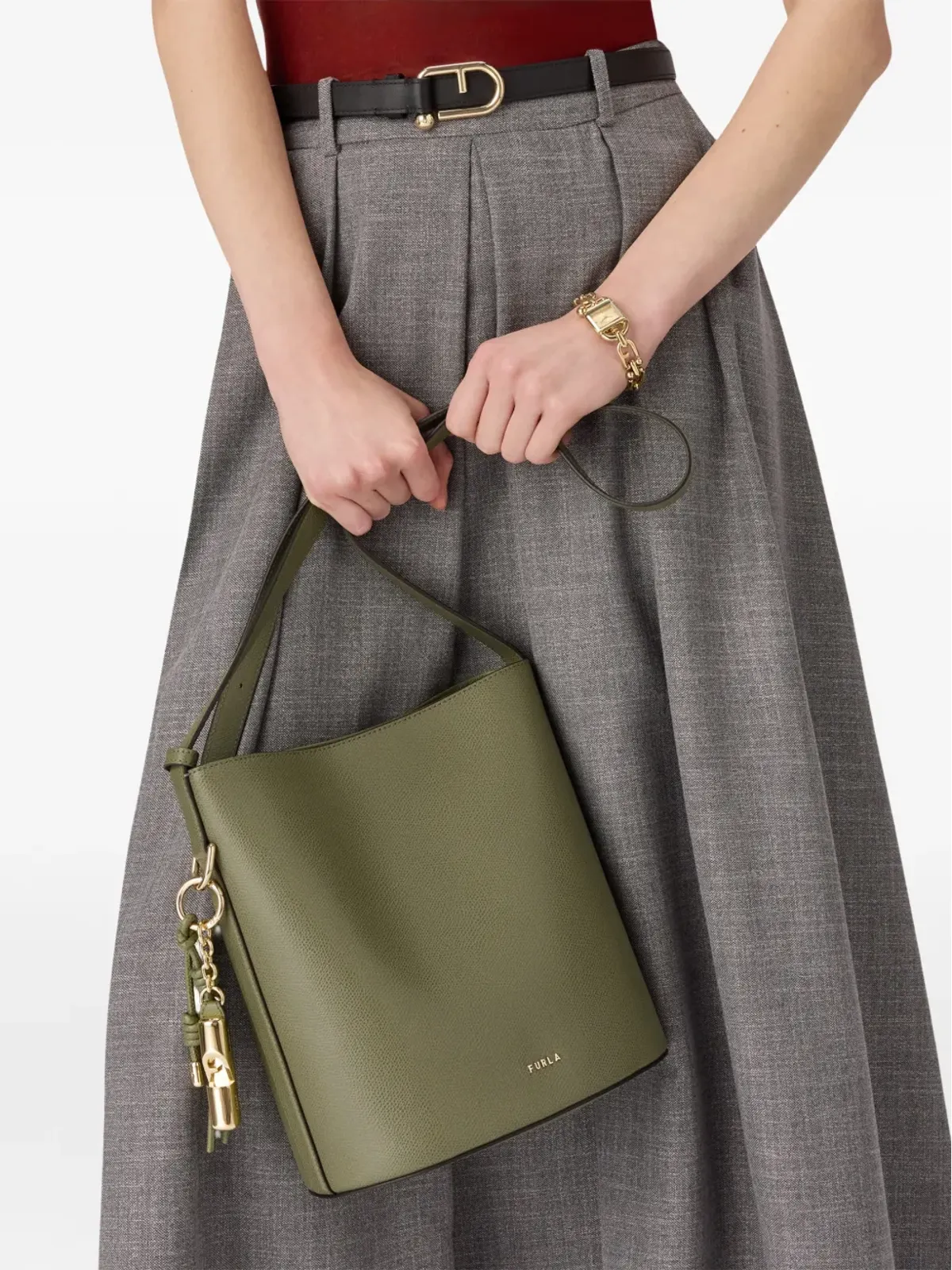 Furla ロキシー レザー チャーム トートバッグ - グリーン - 画像2