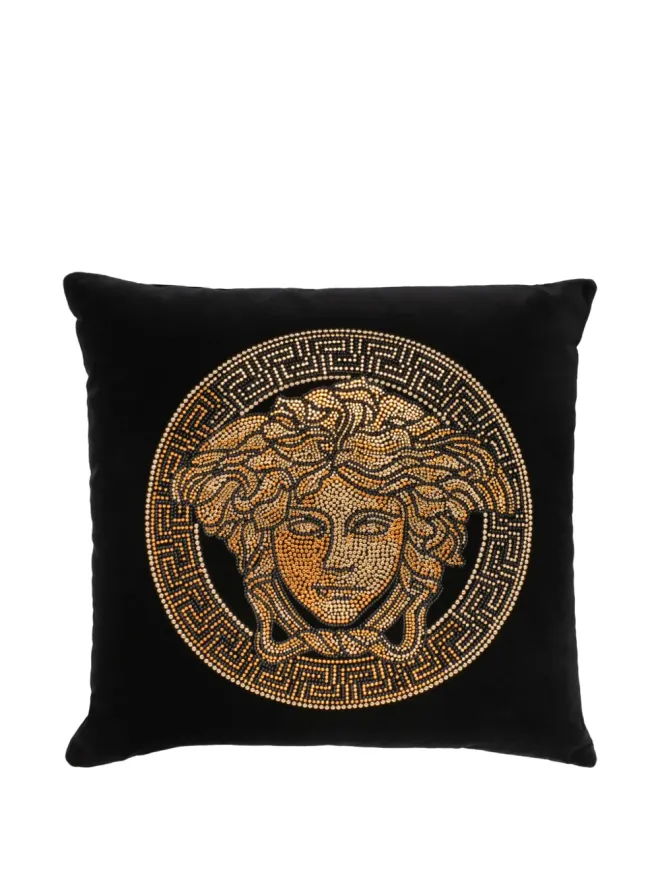 Versace Home Versace Home ビーズ付きメデューサ柄クッション - ブラックの商品画像