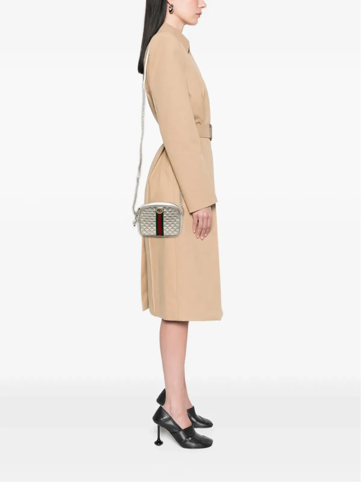 Gucci ビンテージ ミニキルテッドレザー ウェブ トラプンタタ クロスボディバッグ - 画像2