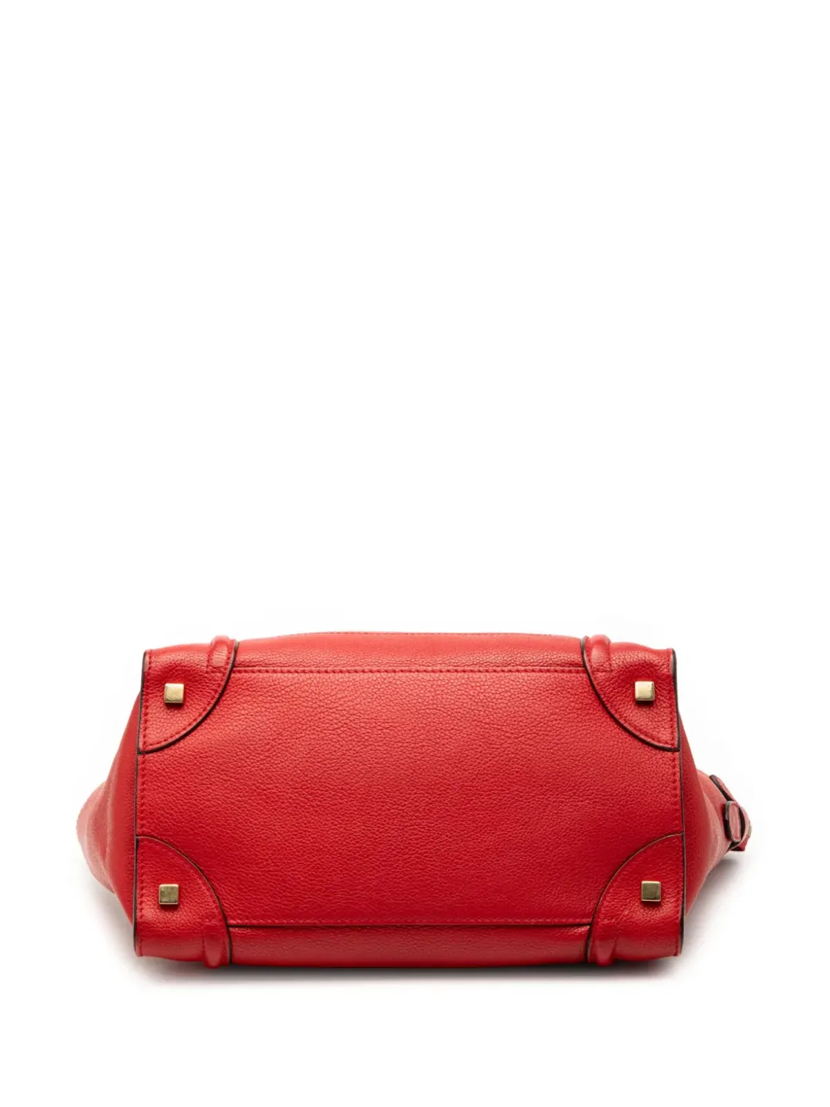 Celine ビンテージ ミニレザー・ラゲージ・トート・ハンドバッグ レッド - 画像4
