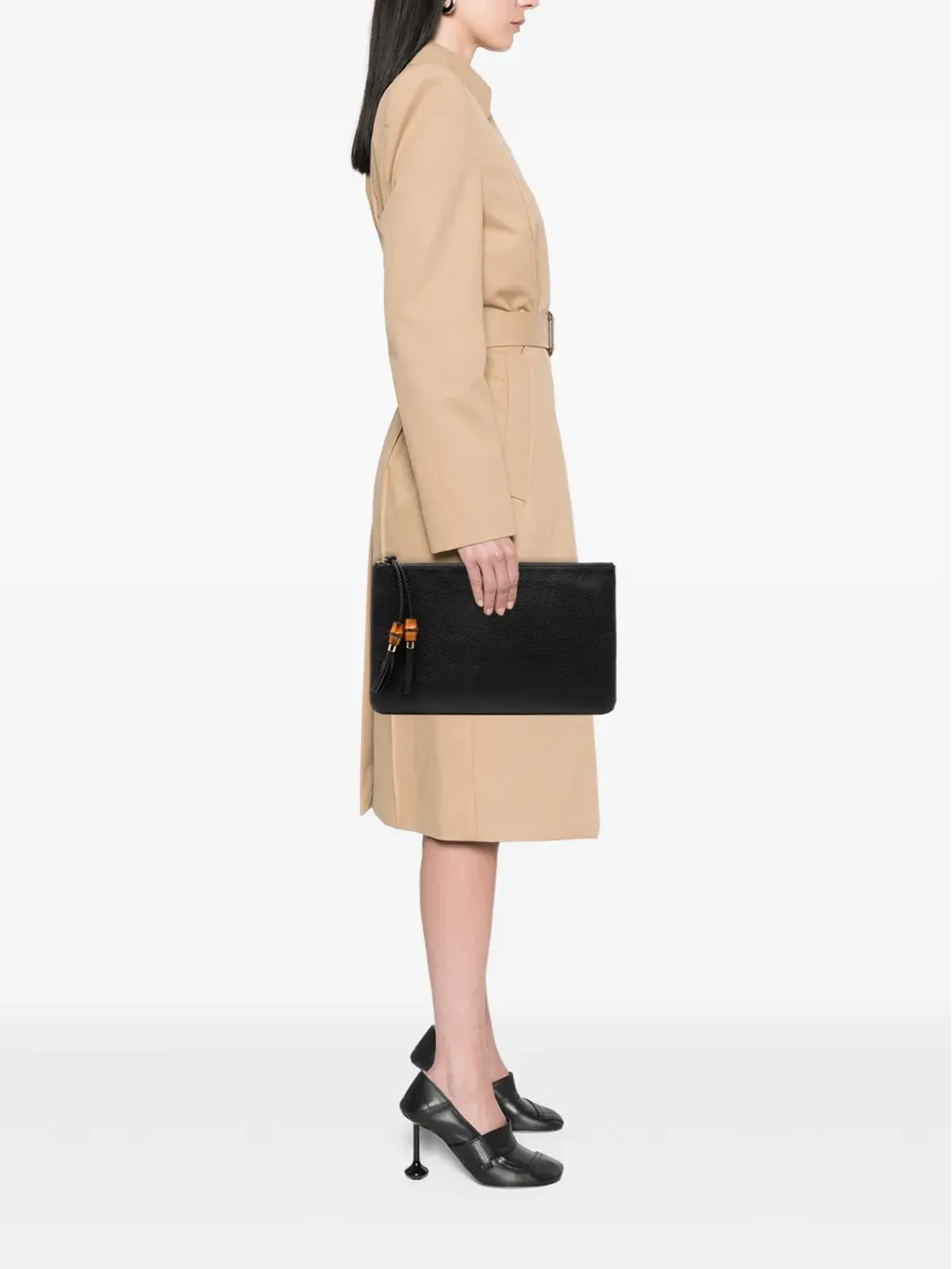 Gucci Pre-Owned カーフスキン バンブー タッセル クラッチバッグ - 画像2