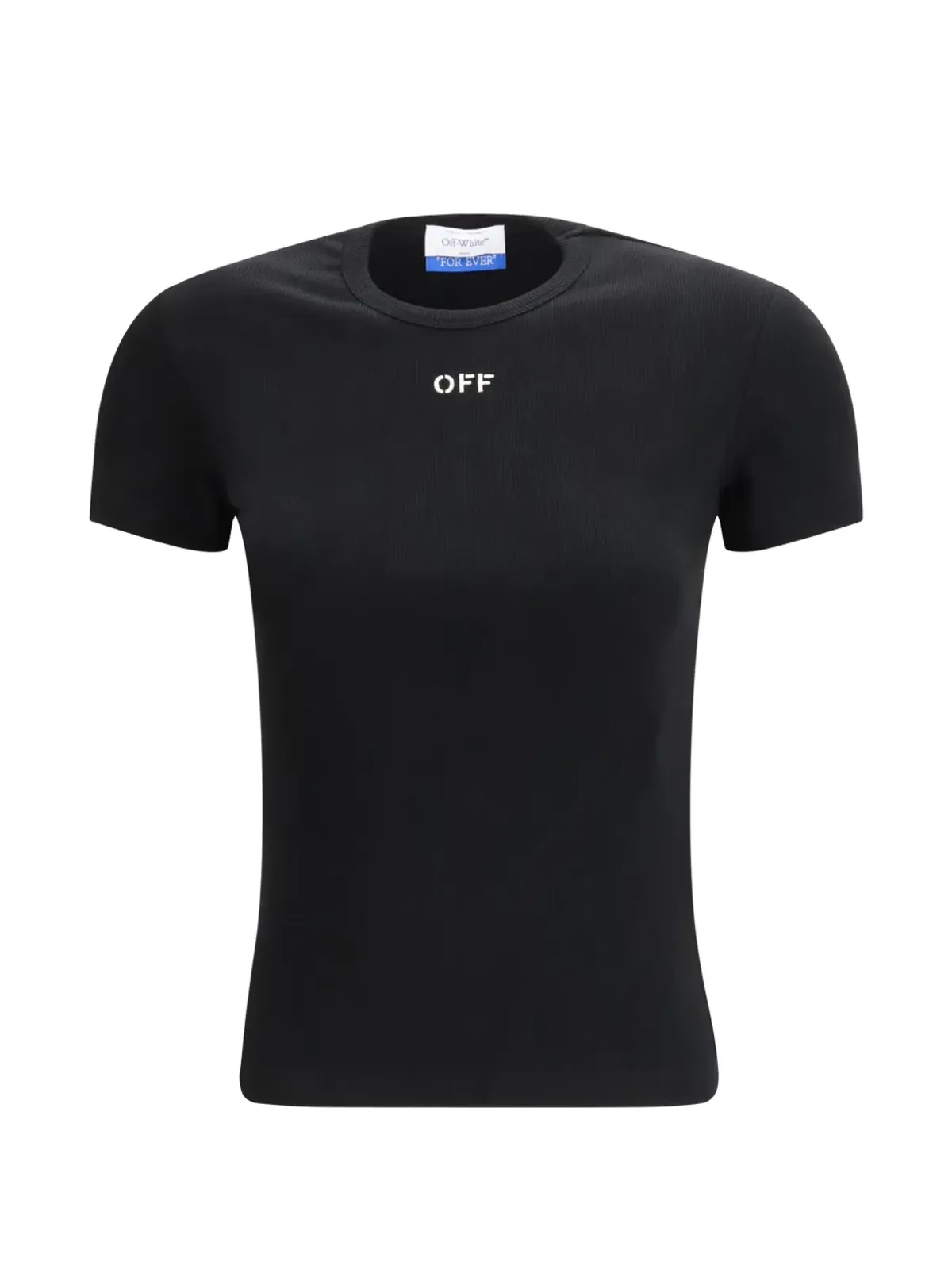Off-White リブ編みTシャツ - ブラック - 画像1