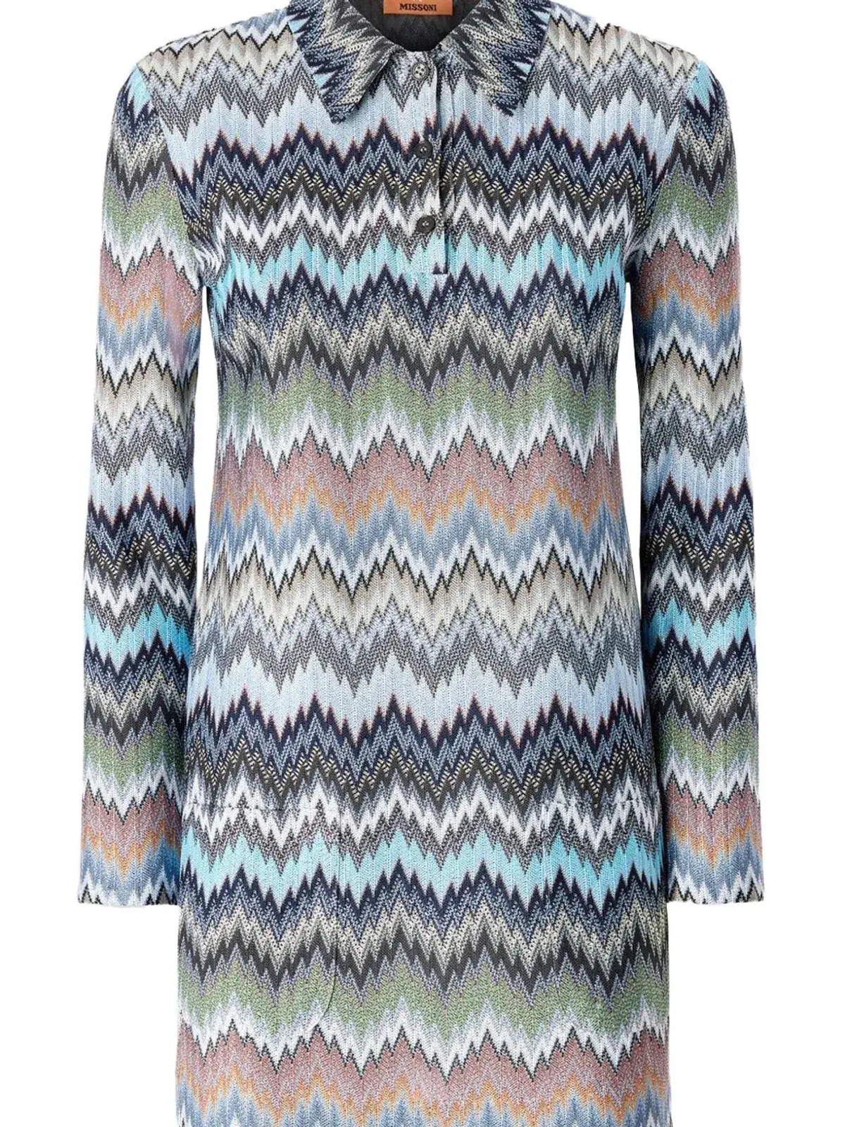 Missoni 襟付きチェボン柄ミニドレス - ブルー - 画像2