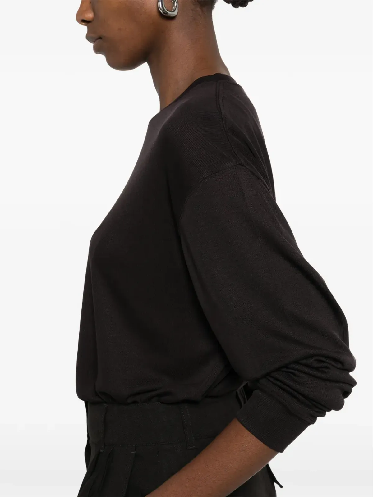 Studio Nicholson Simmons long-sleeved topstitch T-shirt - Black - 画像5