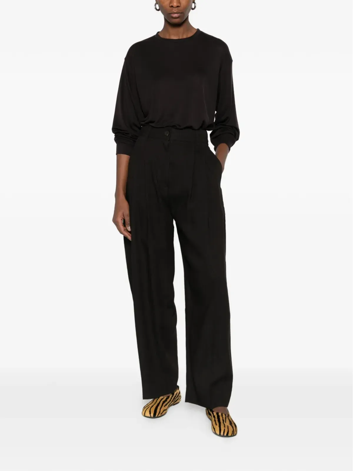 Studio Nicholson Simmons long-sleeved topstitch T-shirt - Black - 画像2