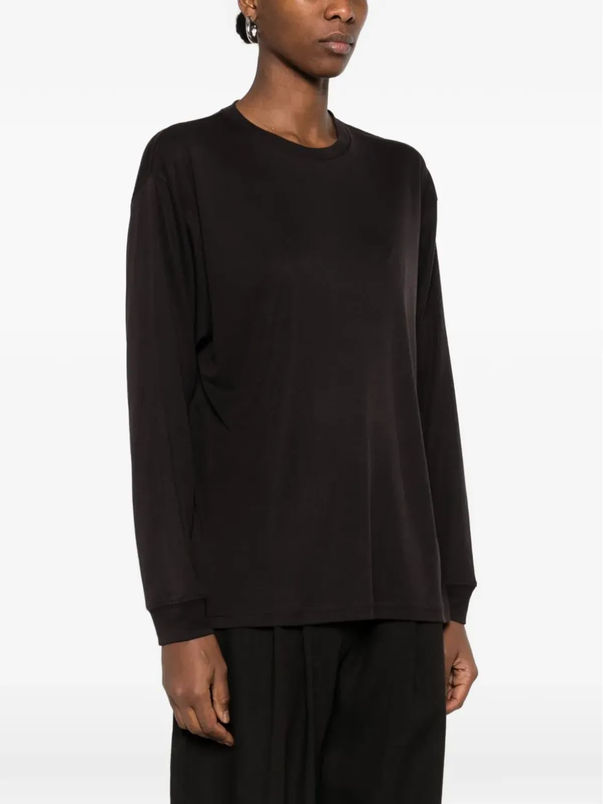 Studio Nicholson Simmons long-sleeved topstitch T-shirt - Black - 画像3
