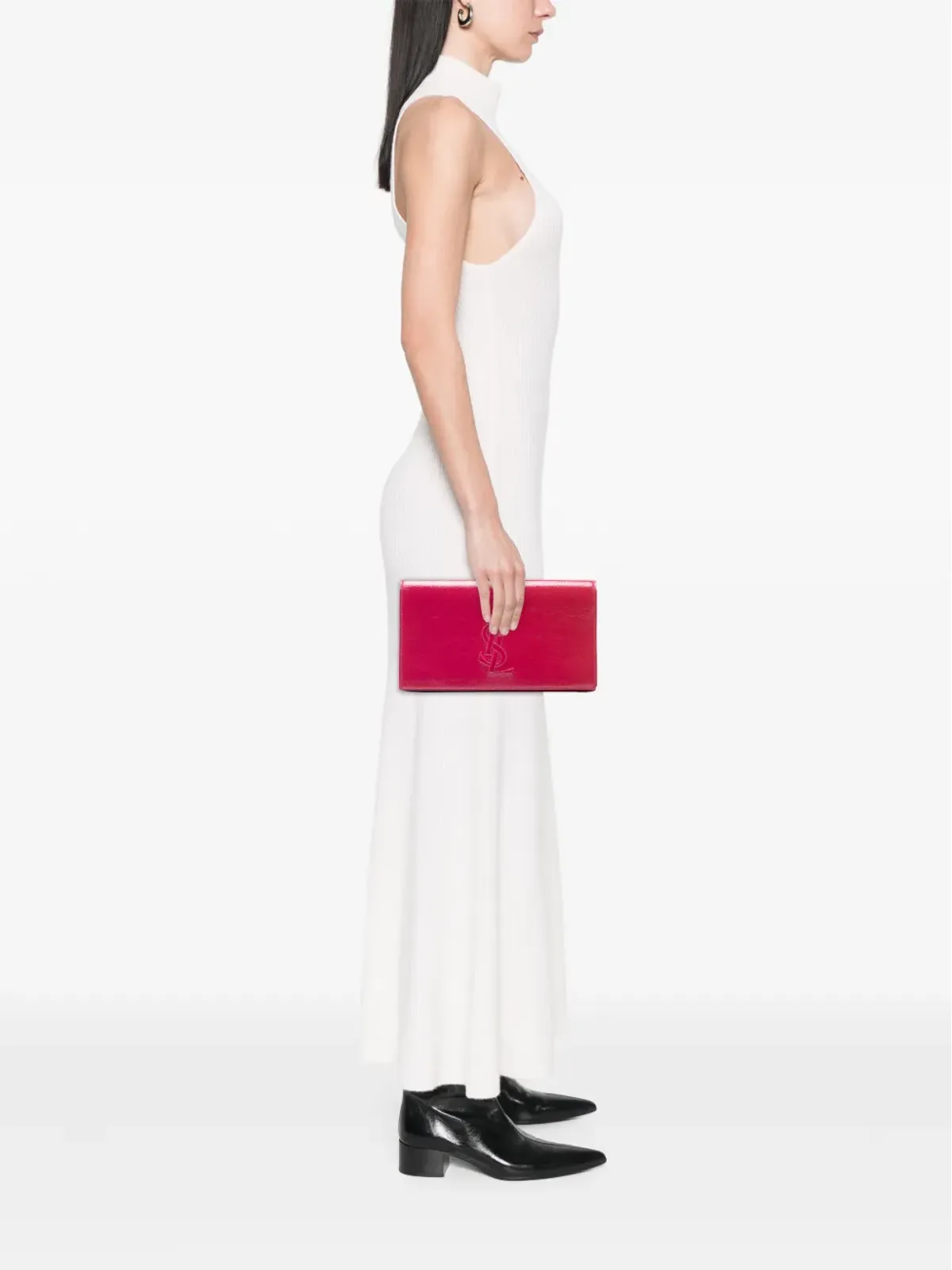 Saint Laurent Pre-Owned 大型テクスチャード・パテント Belle De Jour クラッチバッグ - 画像2