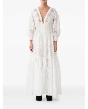 Camilla shirred lace maxi dress - White - サムネイル1