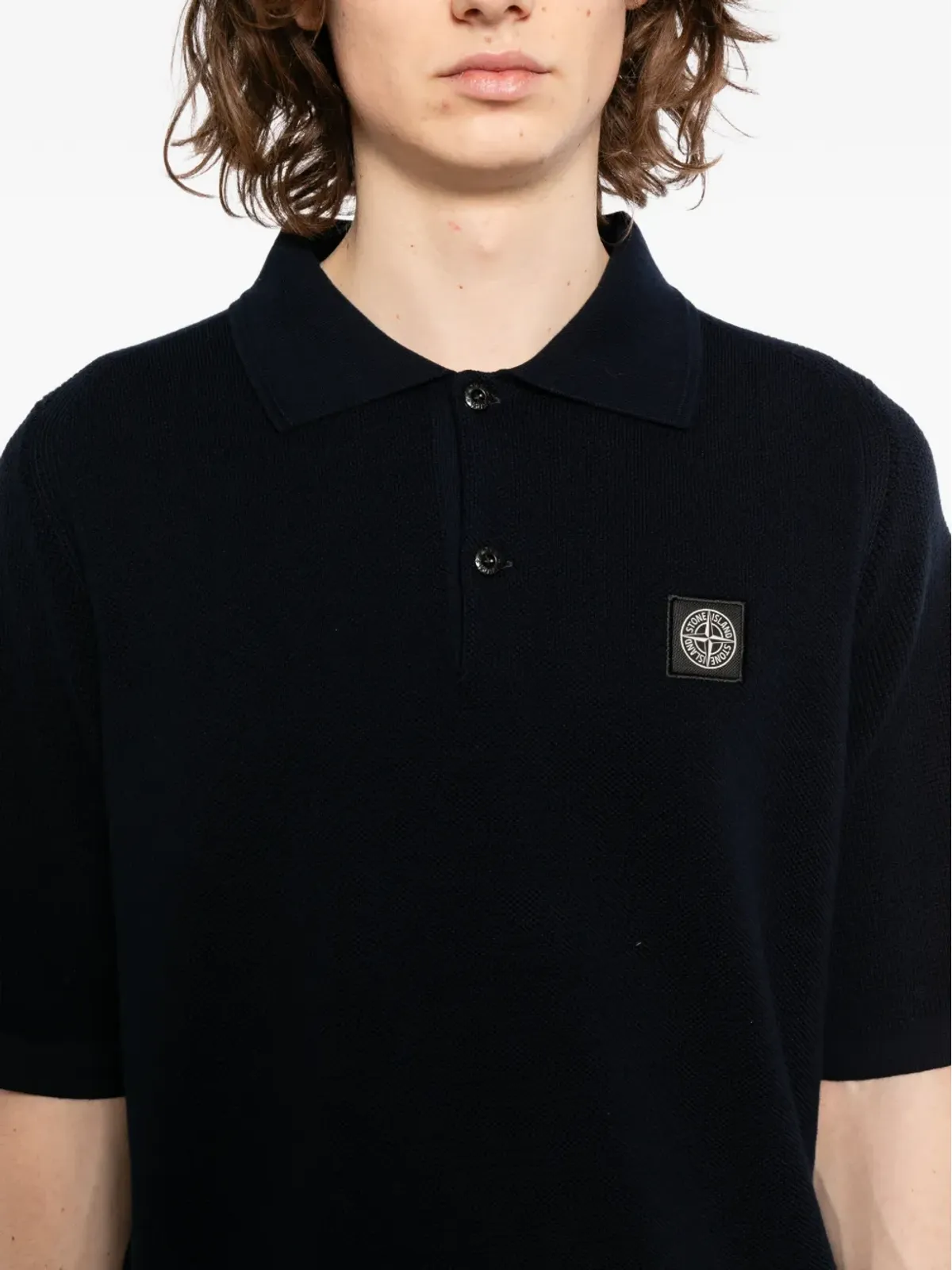 Stone Island ボタン付きコットンポロシャツ - ブルー - 画像5