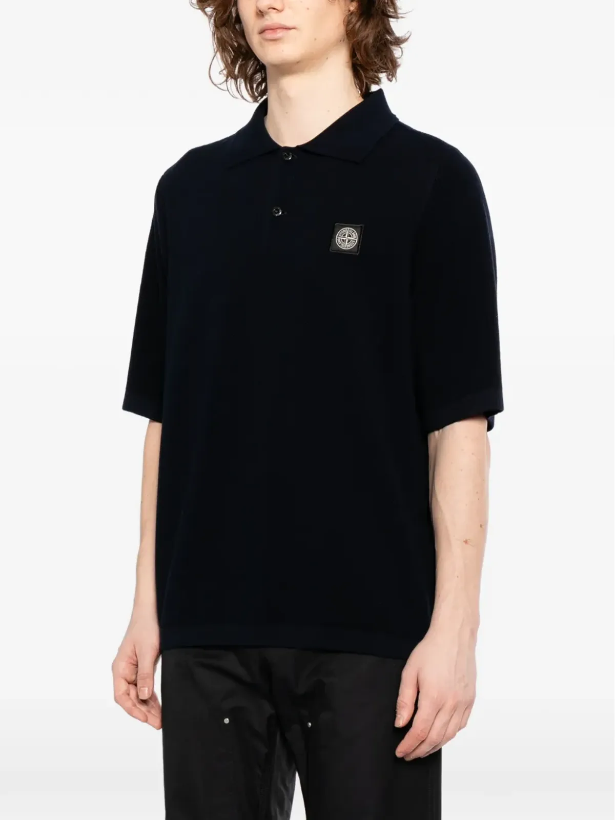 Stone Island ボタン付きコットンポロシャツ - ブルー - 画像3