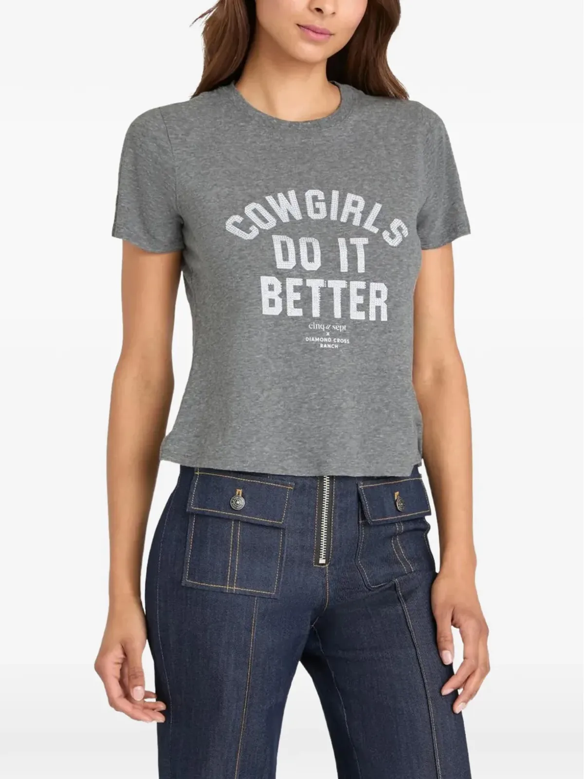 Cinq A Sept Heatset Cowgirls short-sleeve T-shirt - Grey - 画像2