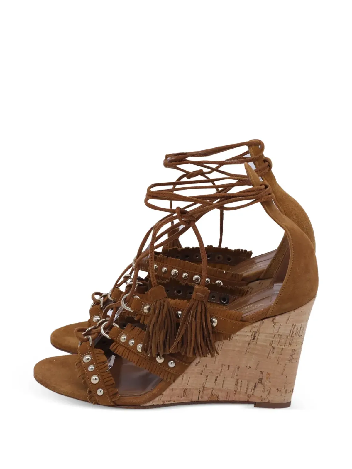 Aquazzura タッセルディテール ウェッジヒール サンダル - ブラウン - 画像5