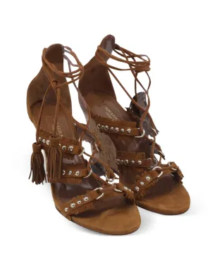 Aquazzura タッセルディテール ウェッジヒール サンダル - ブラウン - サムネイル2
