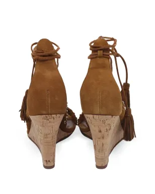 Aquazzura タッセルディテール ウェッジヒール サンダル - ブラウン - サムネイル3