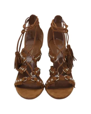 Aquazzura タッセルディテール ウェッジヒール サンダル - ブラウン - サムネイル4