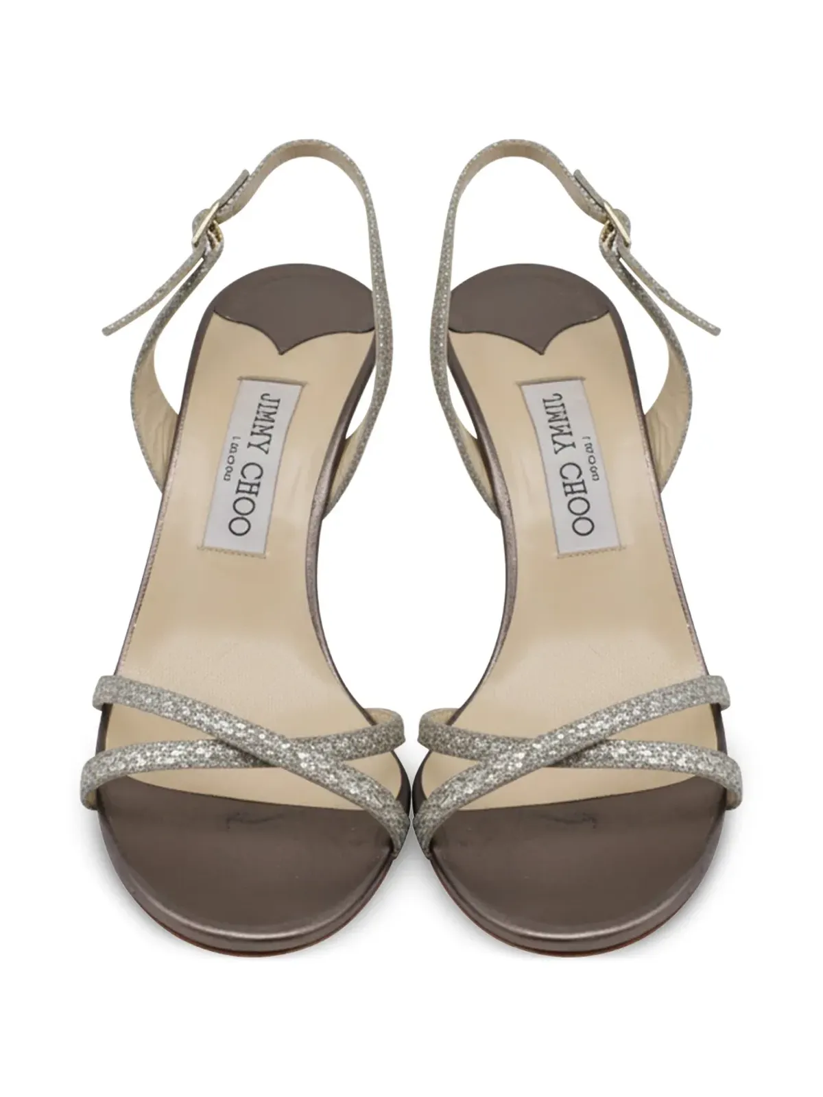 Jimmy Choo Pre-Owned グリッター付きスリングバックサンダル - 画像4