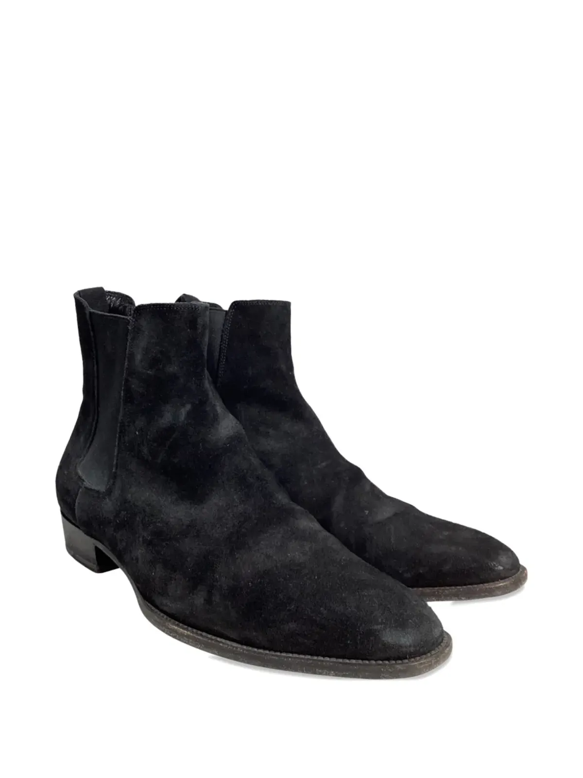 Saint Laurent Pre-Owned Wyatt スエード チェルシーブーツ ブラック - 画像2