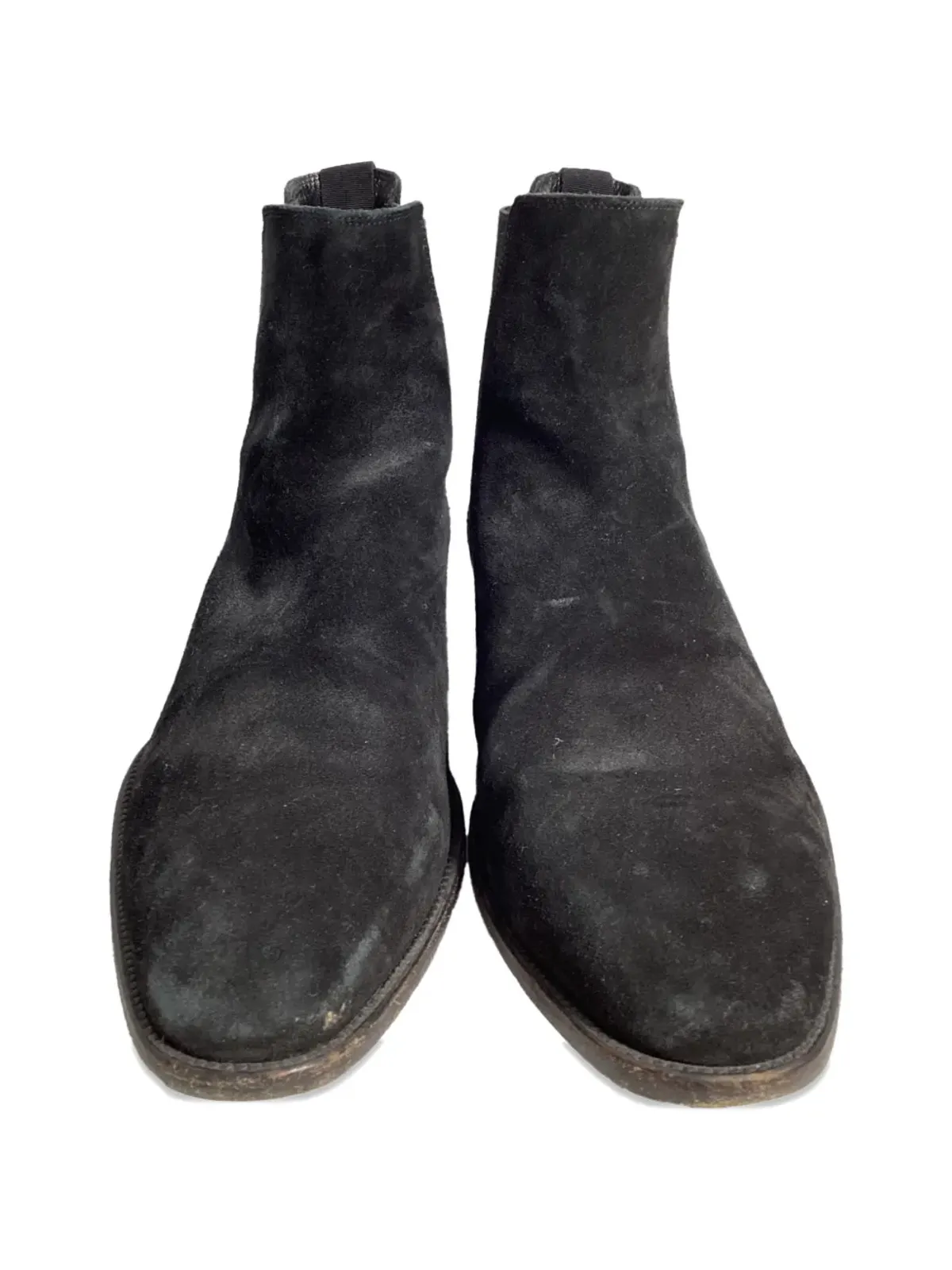 Saint Laurent Pre-Owned Wyatt スエード チェルシーブーツ ブラック - 画像4